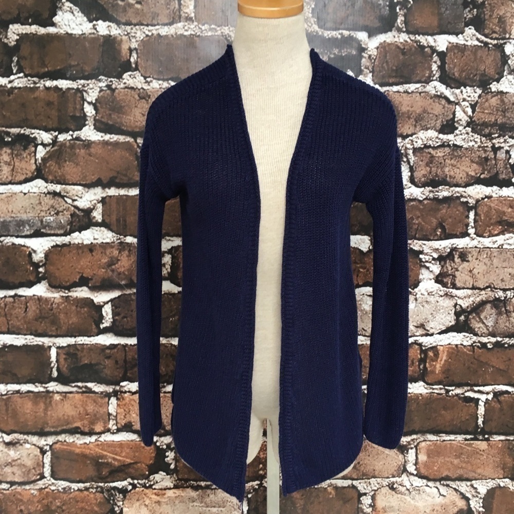 Trouve Nordstrom Cardigan Sweater Blue Cut Out Back XS